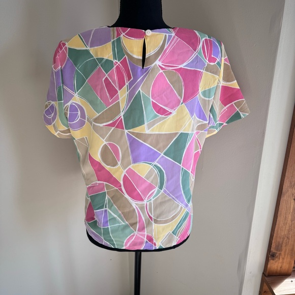 Vintage Alfred Dunner Shortsleeve Geometric Blouse Women’s Size 8P - Picture 2 of 5